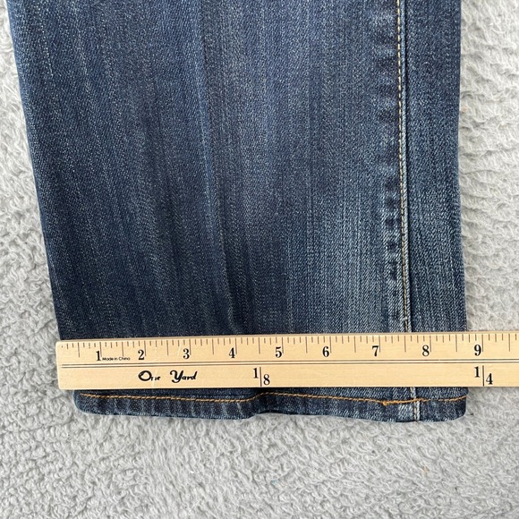 Lucky Brand Jeans Women 12/31 Blue Bootcut Long Inseam Dark Wash Denim Dungarees - Picture 9 of 11